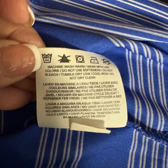 Nike Golf Dri-Fit Blue Striped Polo Shirt Mens Size Large Embroidered Crest Logo - Picture 7 of 9